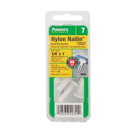 HILLMAN Screw Anchor, 1" L, Nylon, 6 PK 9409